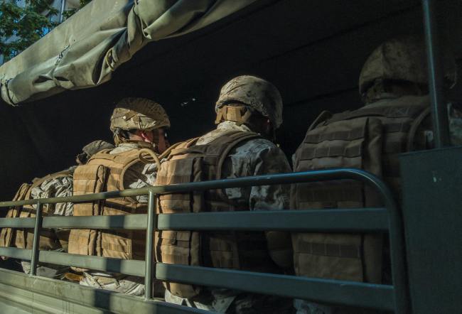 soldiers on truck