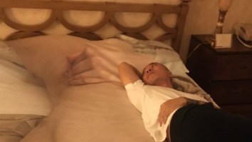 Girlfriend Of The Year Makes Her Boyfriend A Big Blanket With Her Butt On It