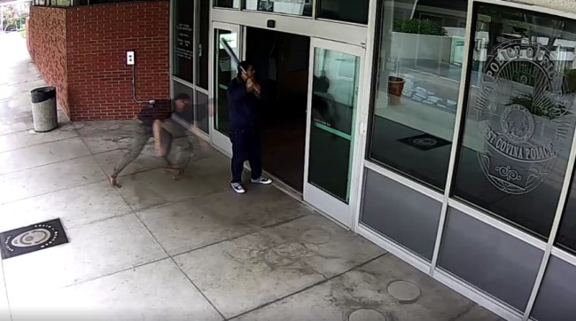 West Covina Police Department Tackle Man Bat