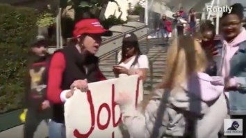 Cat Fight Breaks Out Outside Oscars After Trump Supporter Boycotting The Awards Show Gets Her Sign Ripped Up