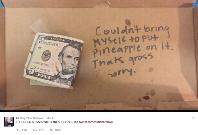 pizza chef refuses to make pineapple pizza