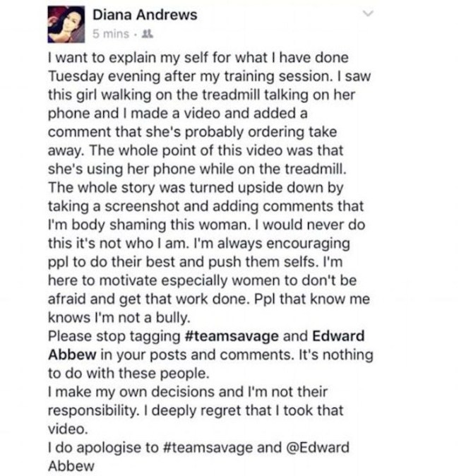 Diana Andrews Body Shaming Instagram