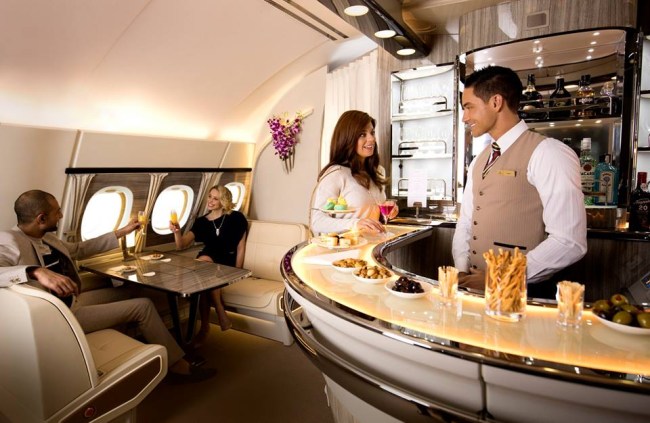 new Emirates A380 Onboard Lounge