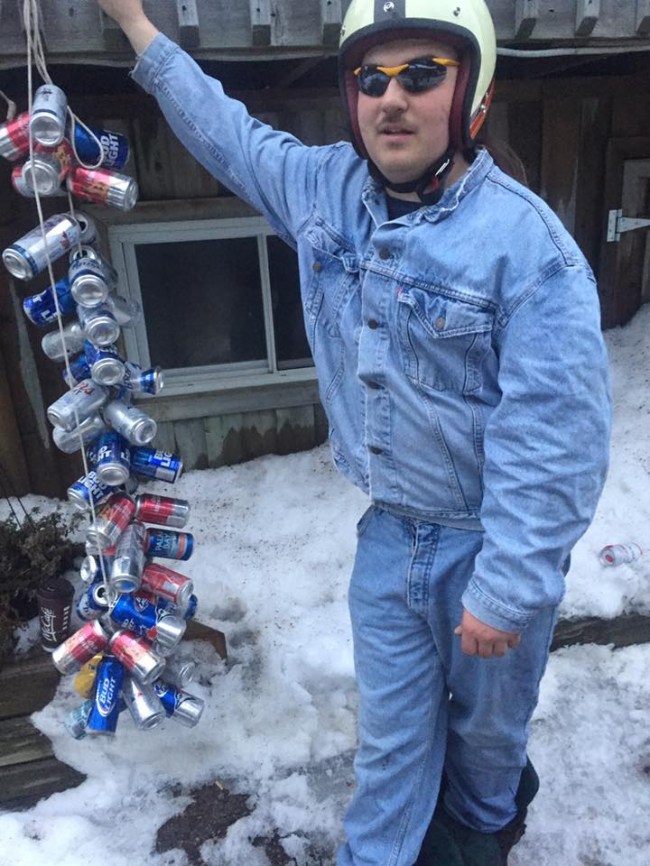 Larry Enticer Snowmobile Jumping Denim Suit