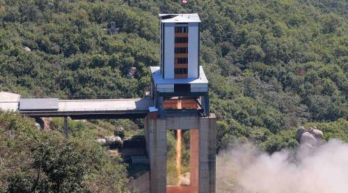 A previous demonstration of a "new rocket engine" in this undated photo released by North Korea's KCNA in Pyongyang September 20, 2016
