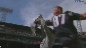 Tom Brady Chased Down And Tackled Gronk For Stealing His Super Bowl Jersey At Red Sox Opening Day