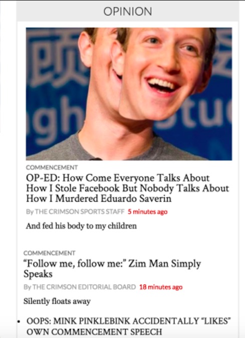 The Harvard Crimson Hacked Mark Zuckerberg Roasted