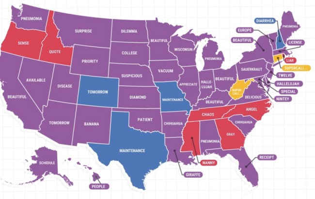 most misspelled word in each state