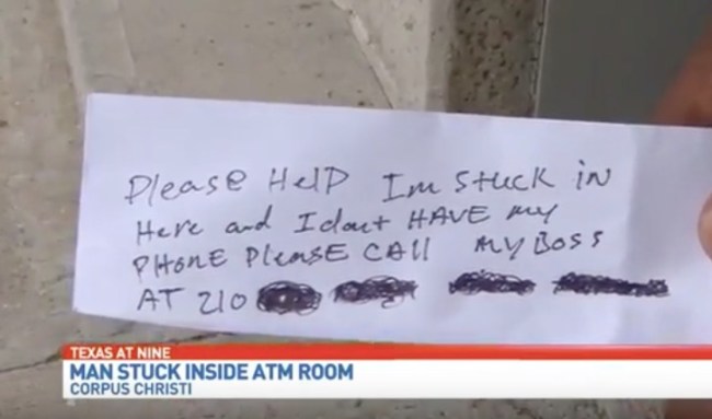 man stuck inside of ATM