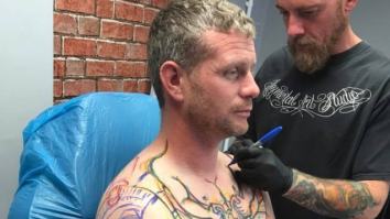 Trucker Gets Bizarre Yet Brilliant Tattoo Of A Small Man Driving His Body