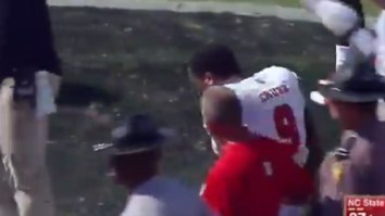 NC State Bradley Chubb Disrespectfully Spits On FSU Logo After Upset Win