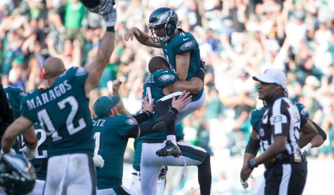 carson wentz response jake elliott game check bet