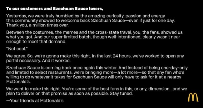 McDonald's Rick and Morty Szechuan Sauce