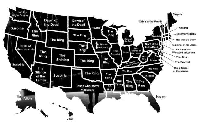 USA State Map Of Horror Movies