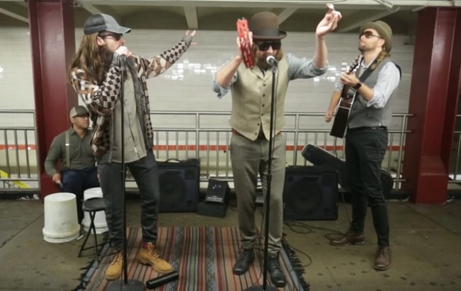 Maroon 5 busking NYC