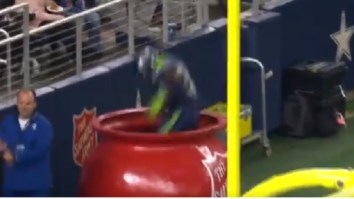 Seahawks’ Justin Coleman Mocks Ezekiel Elliott’s Salvation Army Celebration By Jumping Into Kettle After TD