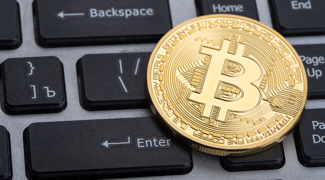 bitcoin on keyboard