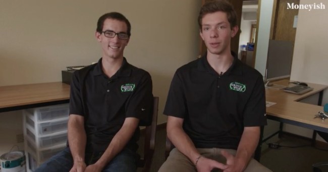 teens lawn mowing