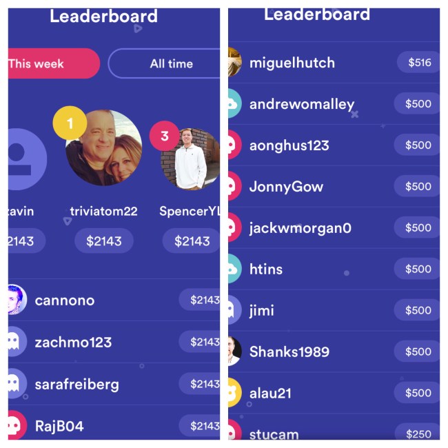 HQ Trivia Leaderboard