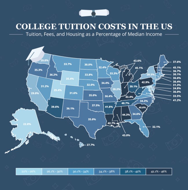 Maps In Out State Tuition Costs
