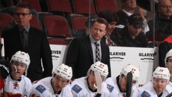 WATCH: NHL Coach Loses His Mind At Practice Before Launching His Stick Into An Arena Suite