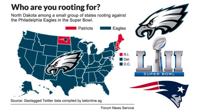 patriots eagles super bowl fan map