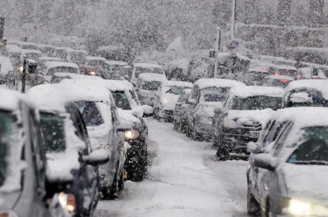 Cold Snow Weather Traffic Jam