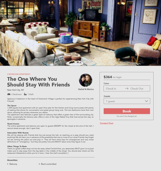 Airbnb Listing Prices Famous TV Homes