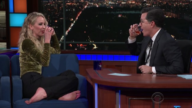 jennifer lawrence drunk rum stephen colbert