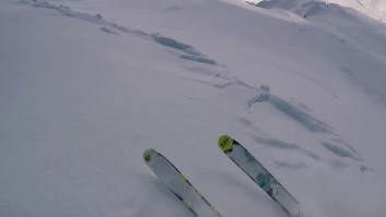 Paragliding Skier Triggers A Terrifying Avalanche So He Races It Down The Mountain Like A Boss