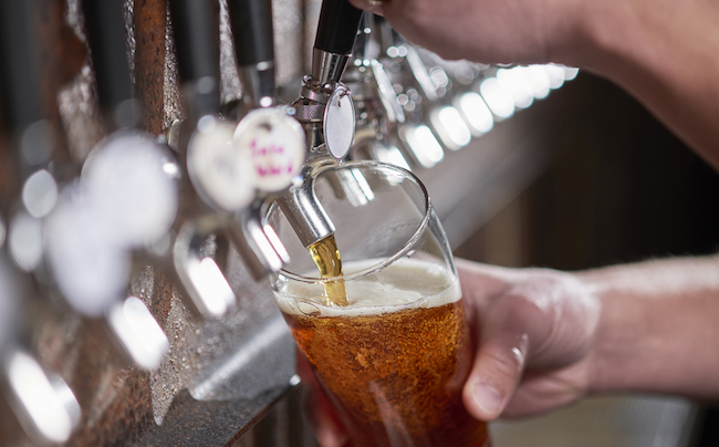 pouring craft beer