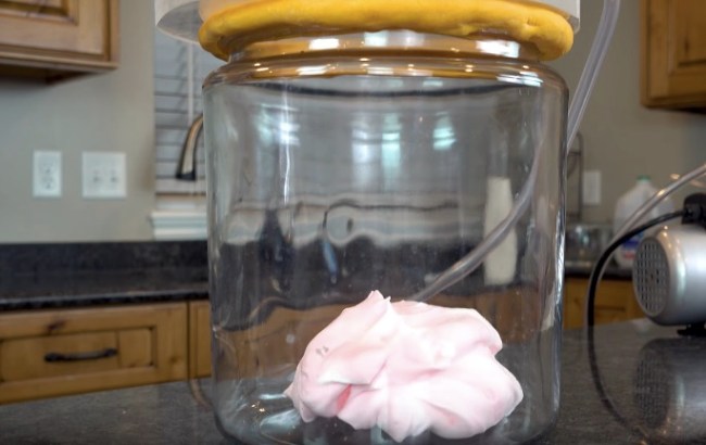 whipped cream inside vacuum chamber