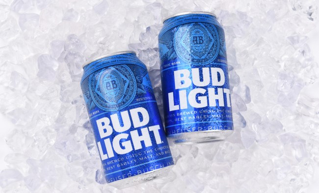 bud light cans on ice