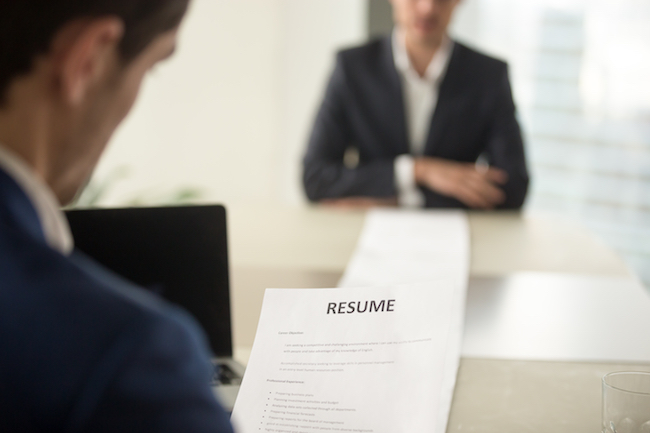 looking at resume