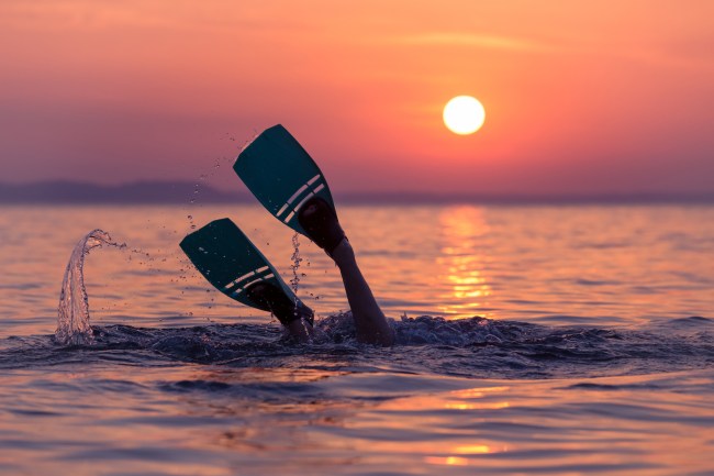 swimmer with fins