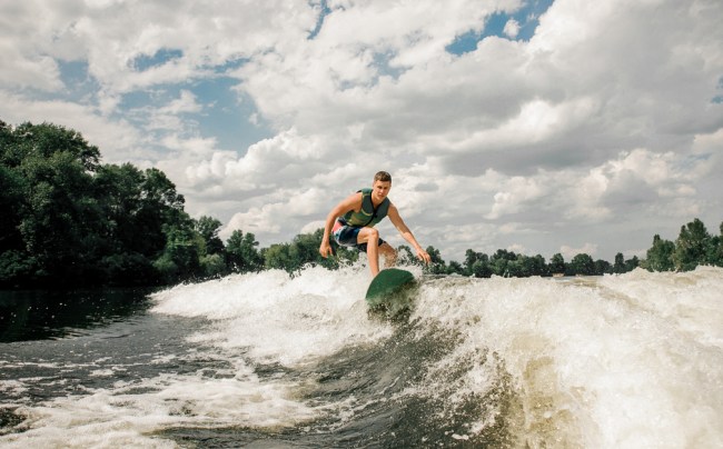 man wakeboarding