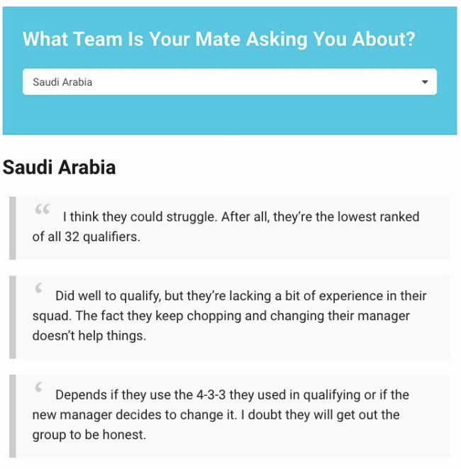 World Cup Quote Generator