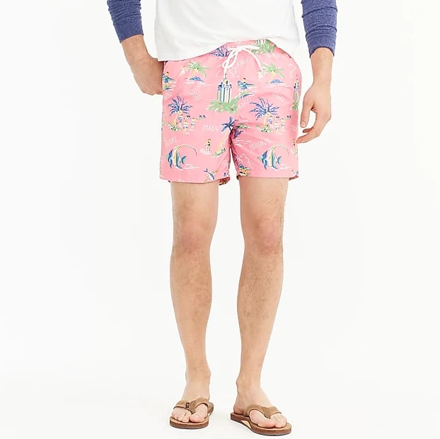 6" swim trunk in Hawaii print