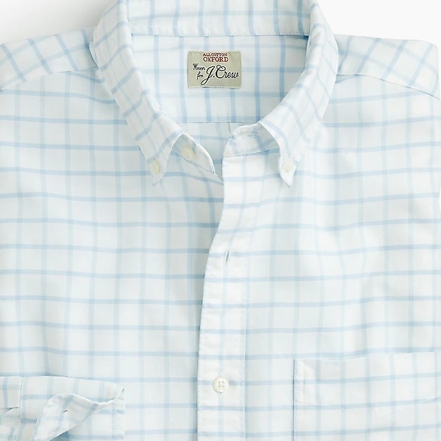 American Pima cotton checked oxford shirt with mechanical stretch