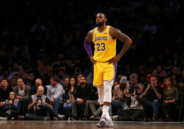 BROOKLYN, NY - DECEMBER 18: (NEW YORK DAILIES OUT) LeBron James #23 of the Los Angeles Lakers in action against the Brooklyn Nets at Barclays Center on December 18, 2018 in the Brooklyn borough of New York City. The Nets defeated the Lakers 115-110. NOTE TO USER: User expressly acknowledges and agrees that, by downloading and/or using this photograph, user is consenting to the terms and conditions of the Getty Images License Agreement. (Photo by Jim McIsaac/Getty Images)