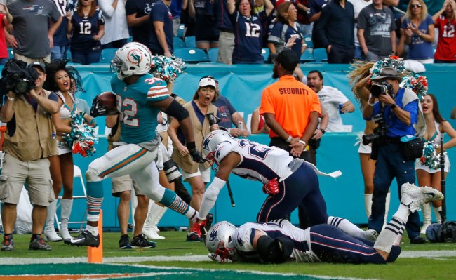new angle video rob gronkowski tackle kenyan drake dolphins