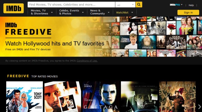 IMDb Launches Free Movie And TV Streaming Service Called Freedive
