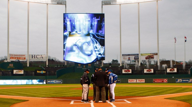 news helicopter busts someone playing mario kart on royals' jumbotron