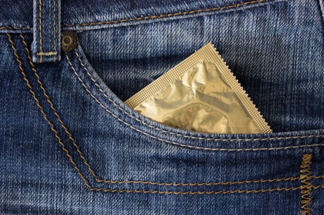 condom wrapper inside jeans pocket