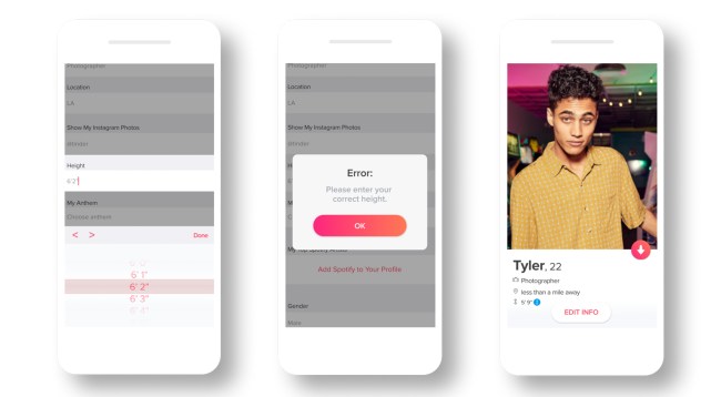 tinder height verification feature