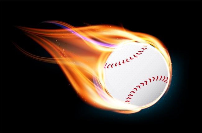 baseball on fire