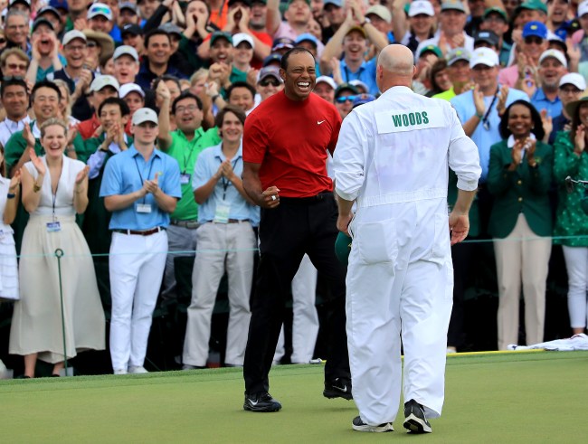 tiger woods' caddie, joe lacava, talks about how golfer kept emotions in check during masters win
