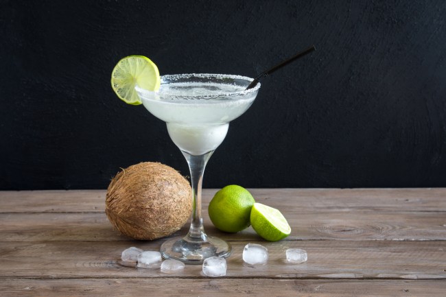 Coconut Margarita cocktail with lime
