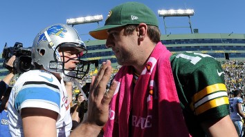 Matthew Stafford Shames Aaron Rodgers, Gives Him Another ‘L’ By Showing How To Chug Beer Like A Champ
