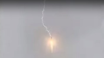 Crazy Moment When Lightning Strikes Rocket In Mid-Launch
